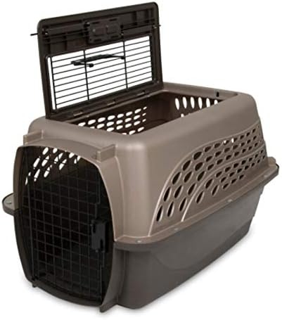 Petmate Dog Crates for Small Dogs & Cat Carriers, Two-Door Plastic Pet Kennel, Top & Front Loading, Made in USA, 24" For Pets Up To 15 lb, Pearl Tan | Plastic pet kennel made in USA, for small pups and kittens, dual entry design, great for travel and v...