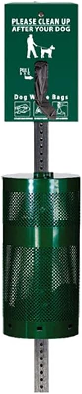 Zero Waste USA - Low Profile Dog Waste Station - EZ-Tie Hanging Bag System - Free 400 waste bags and 25 can liners - Over 500k sold in USA (Gloss Green)