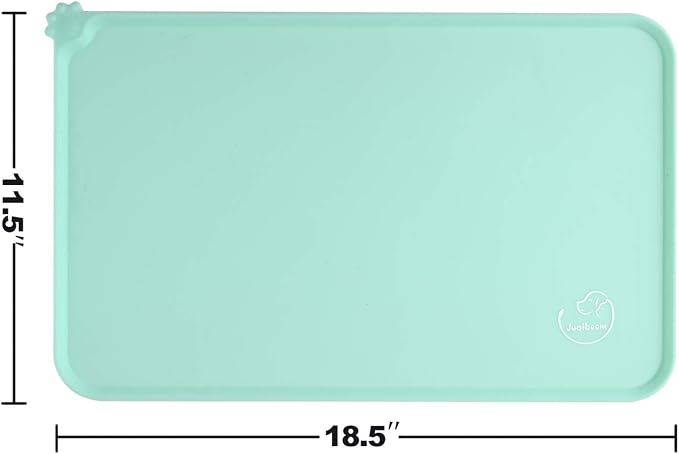Silicone Waterproof Dog Cat Pet Feeding Mats, Non Slip, Easy Clean Pet Dog Cat Bowl Mats Placemat (18.5" x 11.5") Green