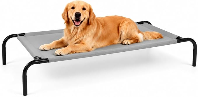 OUTSIDER Elevated Large Dog Bed, Breathable Mesh Cooling Cot with Airflow Support, 51" x 31.5" x 7.8" Grey, Durable Easy-Clean Frame for Heavy Pets