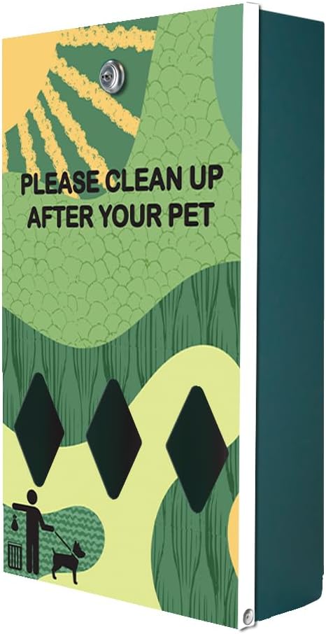 ZERO WASTE USA - Dispense-Art™ Low Profile Dog Waste Station - Green Land | UV-printed aluminum low-profile station with 400 bags, 25 liners, 25% larger dispenser, rust-proof commercial design