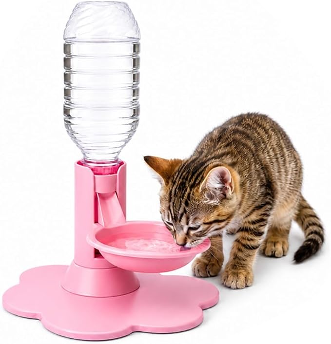 Automatic Pet Water Dispenser,Flow Self Refilling Cat & Dog Water Bowl | Portable Bottle Outdoor Jug, 3 Gallon No Spill, Washing Station for Pets, Feeder, Fountain, Storage(Pink,No Bottle)