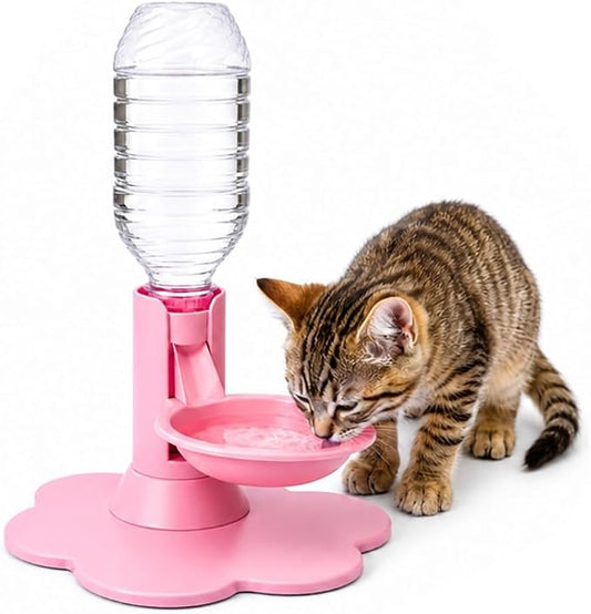 Automatic Pet Water Dispenser,Flow Self Refilling Cat & Dog Water Bowl | Portable Bottle Outdoor Jug, 3 Gallon No Spill, Washing Station for Pets, Feeder, Fountain, Storage(Pink,No Bottle)