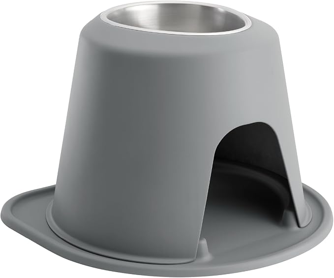 WeatherTech Single High Pet Feeding System - Raised Dog/Cat Bowl - 10" High Stand Dark Grey (SH6410DGDG)
