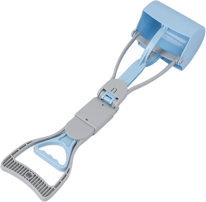 Focket Dog Poop Scooper, Foldable Handle Large Opening Heavy Duty, Pooper Scooper for Large Dogs with Serrated Grip for Easy Grass Gravel Pickup (Blue)