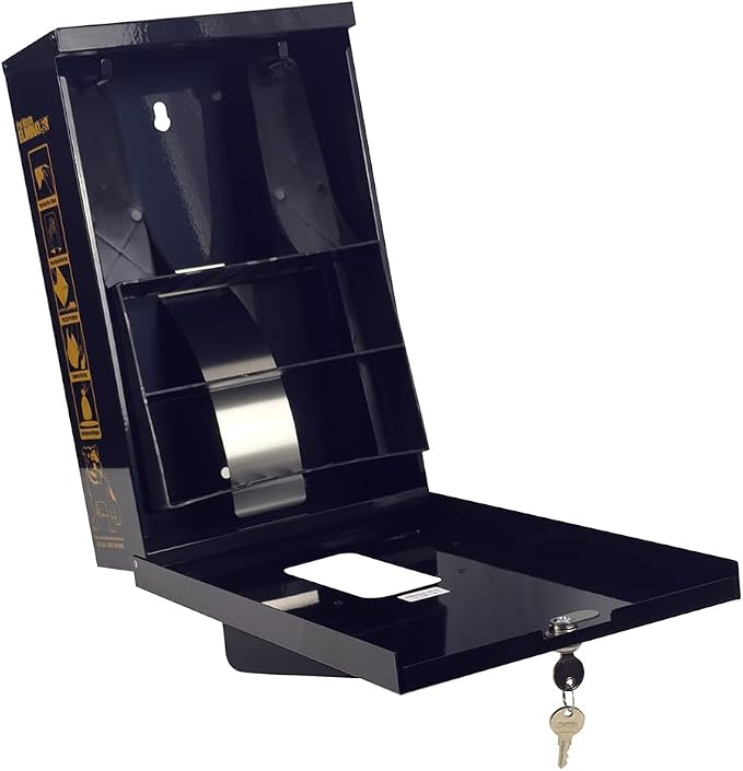 Dog Waste Station Dispenser Box, Fits Any Dog Poop Bag, Made of Rust-Proof Aluminum, Pet Waste Bag Dispenser with Lock and Rainguard, For Commercial Use, Parks, Condos & HOA (No bags included) (Black)