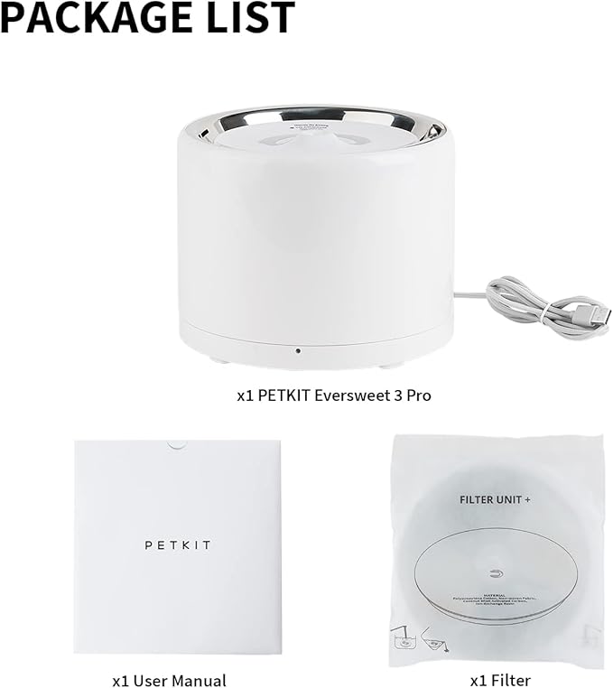 PETKIT Eversweet 3 Pro Cat Water Fountain with Wireless Pump, 1.6L/56oz Stainless Steel Pet Fountains for Cats Indoor, Automatic Water Dispenser Ultra Quiet, App Monitoring