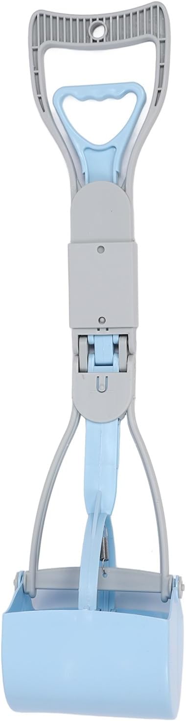 Focket Dog Poop Scooper, Foldable Handle Large Opening Heavy Duty, Pooper Scooper for Large Dogs with Serrated Grip for Easy Grass Gravel Pickup (Blue)