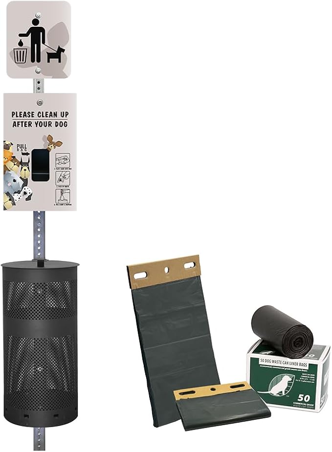 ZERO WASTE USA - Aluminum Dog Waste Station - Peek A Pup | Matte Black | DISPENSE-ART™ UV printed aluminum station with MittN™ mitten bags, 25% more dispenser storage, commercial outdoor design
