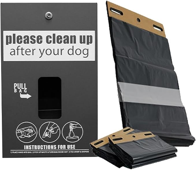 Zero Waste USA® Aluminum Dog Waste Station with ONEpul® Bags, Matte Black | Rust-proof aluminum dog waste station with ONEpul® pull-strap bags, one-at-a-time dispensing, less waste & easier maintenance
