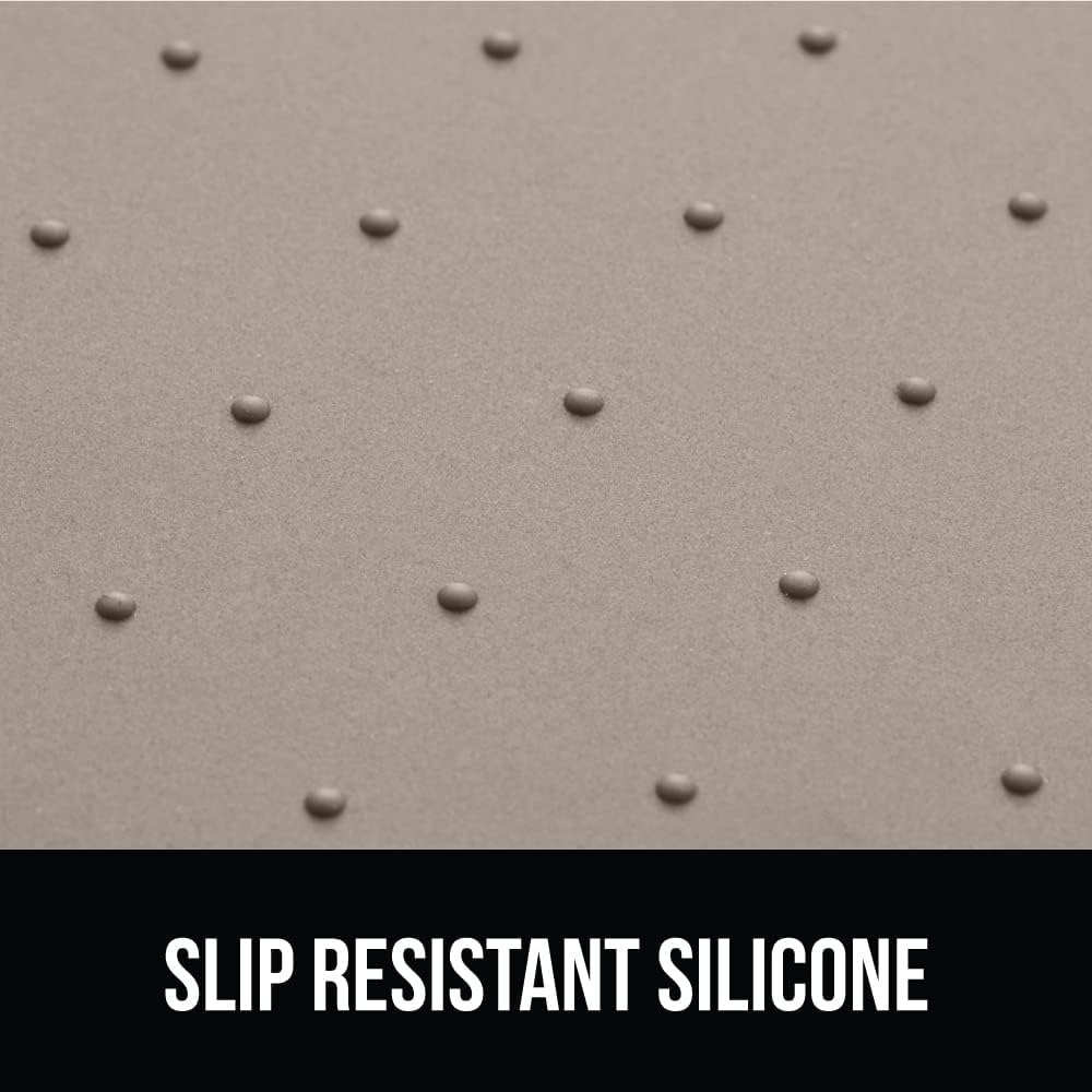 GORILLA GRIP 100% Waterproof Raised Edge BPA Free Silicone Pet Feeding Mat, Dog Cat Food Mats Contain Spills Protects Floors, Placemats for Cats and Dogs Water Bowl, Pets Accessories 28x18 Beige