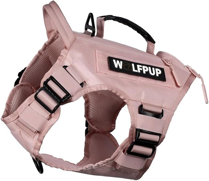 WOLFpak Tactical Dog Vest Harness No Pull Breathable (Dream Pink, X-Large) | Dual Grab Handles, 1000D Nylon, Four-Point Adjustment, MOLLE Attachment Panels, Three Storage Pockets, Metal Alloy Buckles