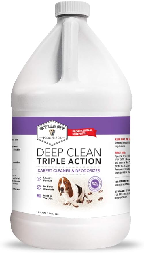 Stuart Pet Supply Co. Professional Strength Deep Clean (Gal.) 3X Carpet Cleaner Solution & Deodorizer, Concentrated Encapsulating Carpet Shampoo, Pet Odor & Dirty Carpet Cleaning Solution 128 fl oz.