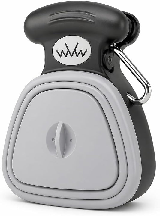 Dog Pooper Scooper with Waste Bag Dispenser – Large Size, Portable, Lightweight, One-Hand Operation, Leak-Proof, Durable Pet Waste Scooper (Grey)