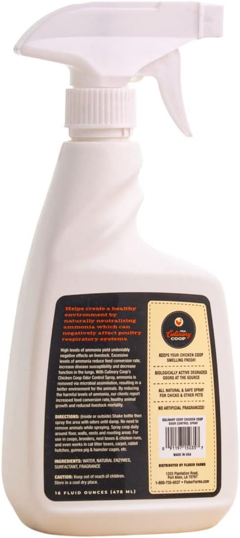 Fluker's Culinary Coop All Natural Odor Control Spray for Chicken Coops, Cat Litter Boxes, Rabbit Hutches, Hamster Cages, 16 oz