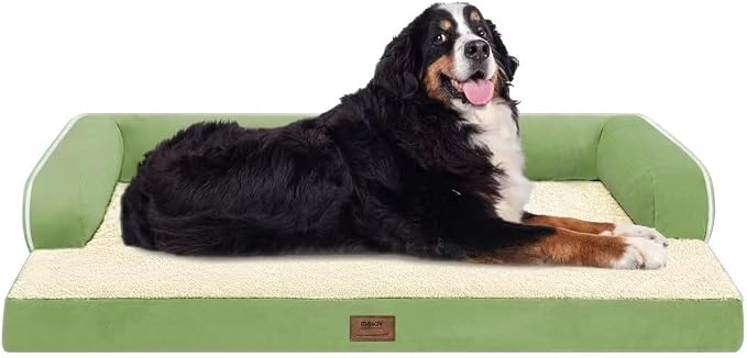 Orthopedic Waterproof Jumbo Dog Bed with Bolster for Extra Large Dogs | Pillow Support for Neck Relief, Egg Crate Foam, Waterproof Liner, Anti-Slip Bottom, Removable Bolster Cover, 53 x 42 Inch