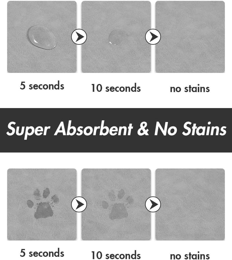 Absorbent Food Mat for Dogs - Quick Dry, No Stains, Prevents Mess from Food & Water Bowls