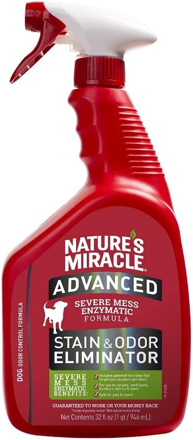 Nature's Miracle Advanced Dog Stain Remover and Odor Eliminator (128 oz) and Advanced Stain & Odor Eliminator for Severe Dog Messes (32 oz)