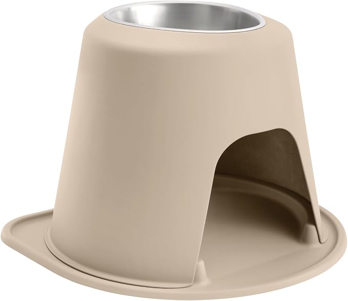 WeatherTech Single High Pet Feeding System - Raised Dog/Cat Bowl - 14" High Stand Tan (SH9614TNTN)