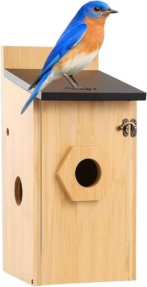 Bird House for Outside – Rustic Hanging Birdhouse for Bluebirds & Cardinals, Decorative Outdoor Bird Nesting Box for Garden, Tree, Fence 1pc