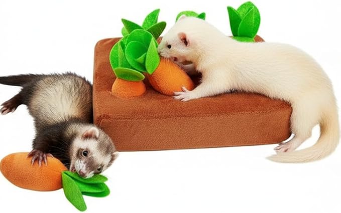 Ferret Foraging Toys Novelty Carrot Snuffle Mat Interactive Pet Treat Enrichment Toys for Small Animals Bunny Rabbit Chinchilla Guinea Pig Hamster (6Carrot)