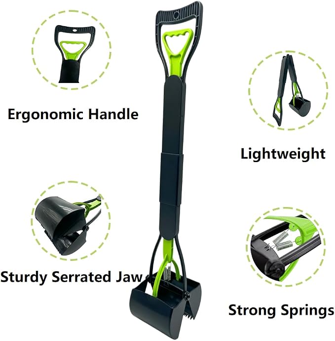 2 Pack 32" Long Handle Pooper Scooper for Large Small Dogs, Dog Pooper Scooper for Yard Lightweight Poop Scooper with Durable Material