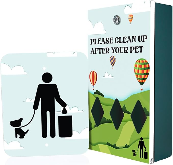 Zero Waste USA - DISPENSE-ART™ Roll Bag Dispenser & Sign - Hot Air Balloon | UV-printed roll bag dispenser & matching sign, 400 bags, 25% more storage, mounts to walls, posts & fences