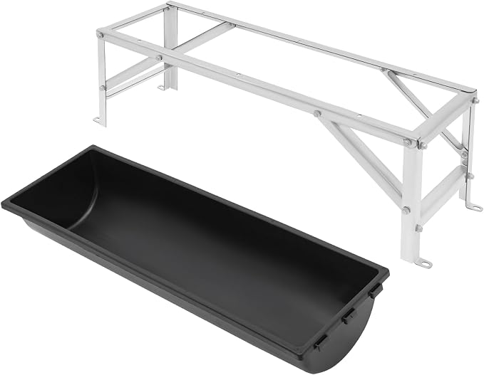 39.4" Long Feed Trough, 35L/9.25Gal Livestock Feeder Trough, Heavy Duty Galvanized Sheet Feeder Trough Animal Feed/Water Station for Goats Sheep Pigs Horses (Black)