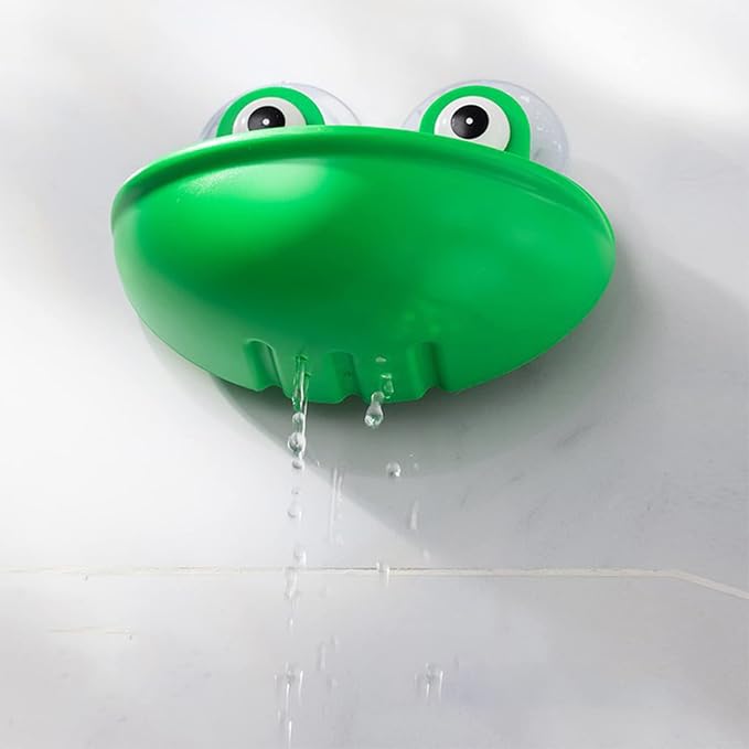Sankoly 2 Pieces Frog Habitat with Suction Cup Lovely Suction Cup Soap Dish Holder for Fish Tank Aquarium Decoration/Kids Bathing/Small Item Storage, Plastic, Green