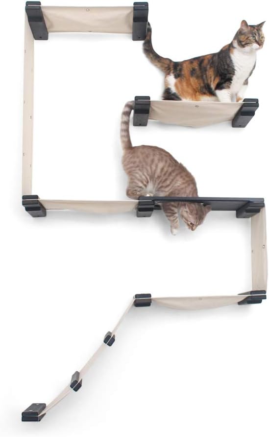 CatastrophiCreations Cat Fort Set - Multiple-Level Cat Hammock & Climbing Activity Center Wall-Mounted Cat Tree Shelves