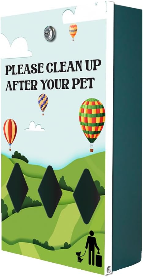 Zero Waste USA - DISPENSE-ART™ Roll Bag Dispenser & Sign - Hot Air Balloon | UV-printed roll bag dispenser & matching sign, 400 bags, 25% more storage, mounts to walls, posts & fences