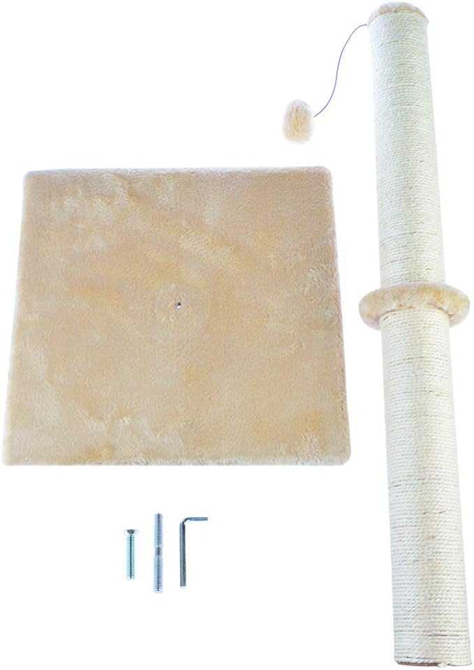 Dimaka 29" Height Tall Cat Scratching Post, Claw Scratcher with Sisal Rope and Covered with Soft Smooth Plush, Vertical Scratch [Full Strectch] for Standard Size Cats. (Beige)