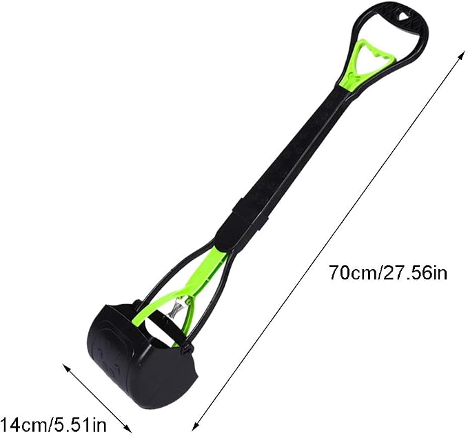 tegongse Spring Long Handle Pet Poop Scooper, Portable Dog Poop Scoop Waste Picker Cleaner, Handheld Scooper with 1 Roll Decomposable Bags