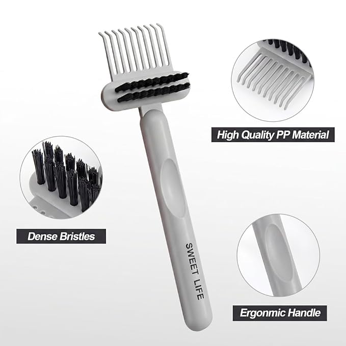 Hair Brush Comb Cleaning Tool Comb,2-in-1 Hair Brush Cleaner Tool, Portable Remover Rake for Removing Hair Dust, Home and Salon Use (Grey)