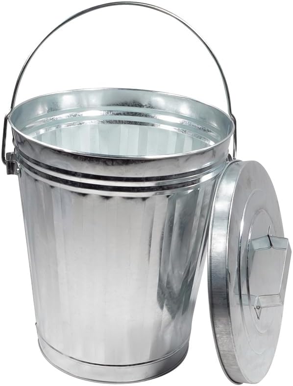 Mytee Products 4 Pack Galvanized Trash Can w/Lid Ideal for Trailers - 4 Gallon Steel Mounted Small Outdoor Garbage Can for Home, Office, Bathroom, Kitchen - Fire and Heat Resistant