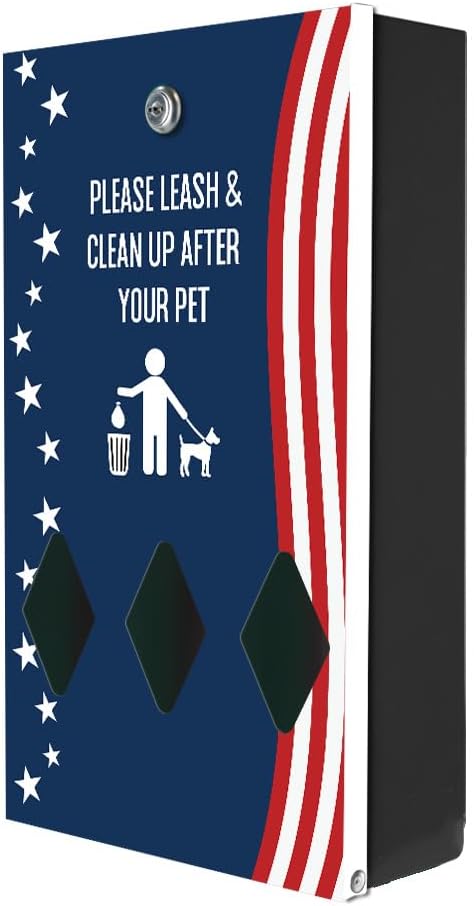 Zero Waste USA - DISPENSE-ART™ Roll Bag Dispenser & Sign - Stars & Stripes | UV-printed roll bag dispenser & matching sign, 400 bags, 25% more storage, mounts to walls, posts & fences