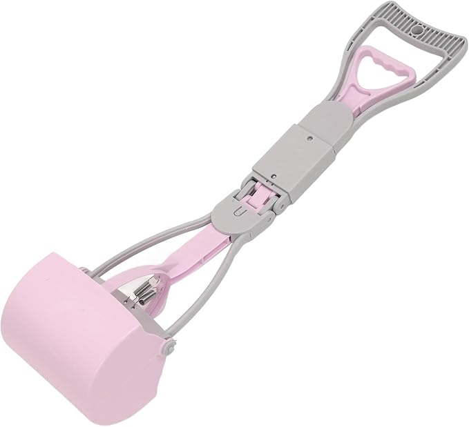 Focket Dog Poop Scooper, Foldable Handle Large Opening Heavy Duty, Pooper Scooper for Large Dogs with Serrated Grip for Easy Grass Gravel Pickup (Purple)