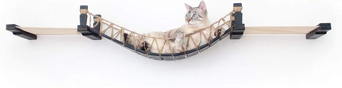 CatastrophiCreations Cat Bridge Wall-Mounted Play and Lounge Toy Cat Tree with Fabric Lounger for Pets
