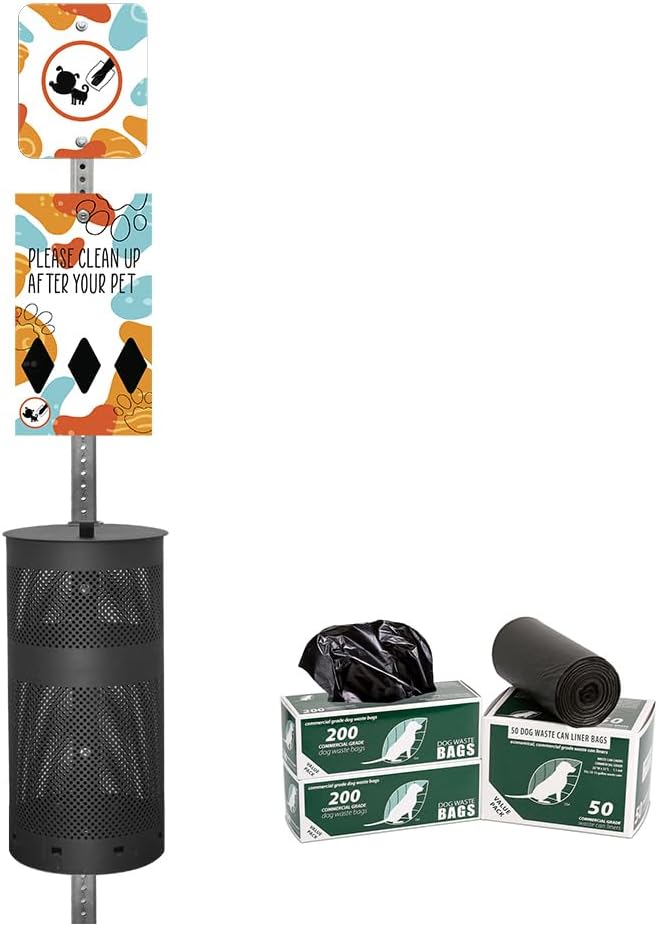 Zero Waste USA - Aluminum Dog Waste Station - Abstract Paw | Matte Black | DISPENSE-ART™ UV-printed aluminum station, 25% larger bag storage, rust-proof commercial design for parks & properties