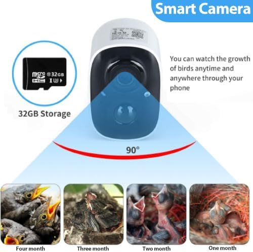Smart Bird House with Camera, 1080p HD WiFi Outdoor Bird Box. Features Auto Capture Bird Video & Motion Detection, Night Vision, App Alerts and Serves as a Bird Nesting Box (Natural, Normal)