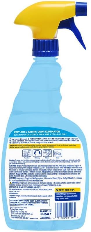 Zep Air and Fabric Odor Eliminator and Freshener - 32 oz (Pack of 12) ZUAIR32 - Neutralizes Tough Unwanted Odors on Contact. Refresh Your Home, Office and Business