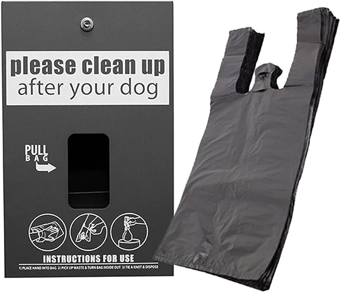 Standard Low Profile Dog Waste Station / EZ_Tie Hanging Bag System (Matte Black)