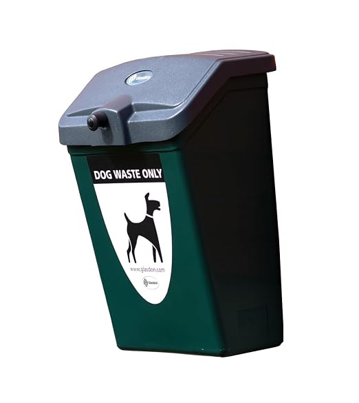 7 Gallons Plastic Outdoor Garbage Can for Dog Poop with 1000 Dog Waste Pick up Bags Self Returning Lid and Moulded Liner | Fido (Green, Wall Mounting Kit)