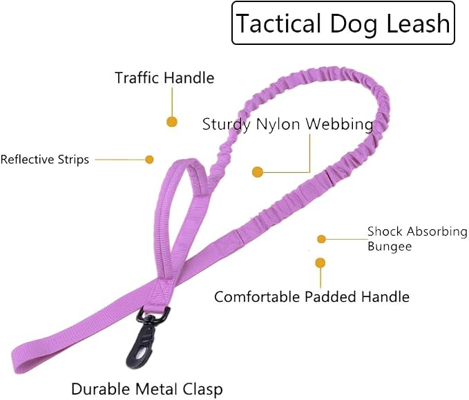 Tactical Dog Collar and Leash Set for Large Dogs with Control Handle,Purple | 1000D Heavy-Duty Nylon Fabric,Quick-Release Metal Buckle,Adjustable Fit,Soft-Padded Webbing,D-Ring,for Training & Hiking,XXL