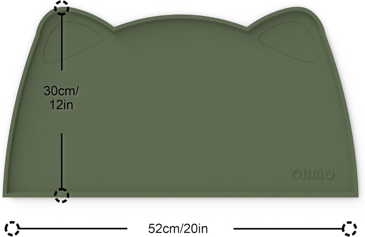 OHMO - Cat Food Mat, Silicone Pet Feeding Mat for Floor Non-Skid Waterproof Dog Water Bowl Tray, Easy to Clean Pet Placemat