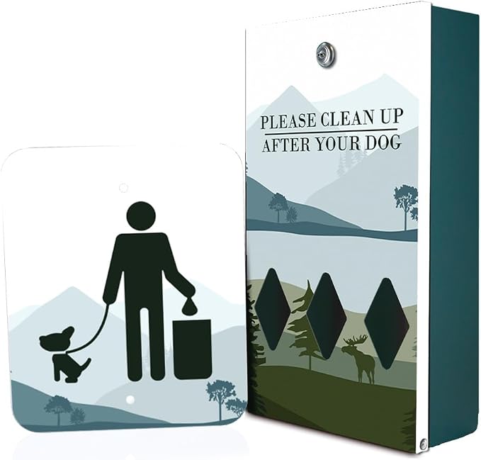 Zero Waste USA - DISPENSE-ART™ Mini Dog Waste Station - Mountain Landscape | UV-printed aluminum bag station with 400 bags, 25% larger dispenser, installs beside existing trash cans, 10-year warranty