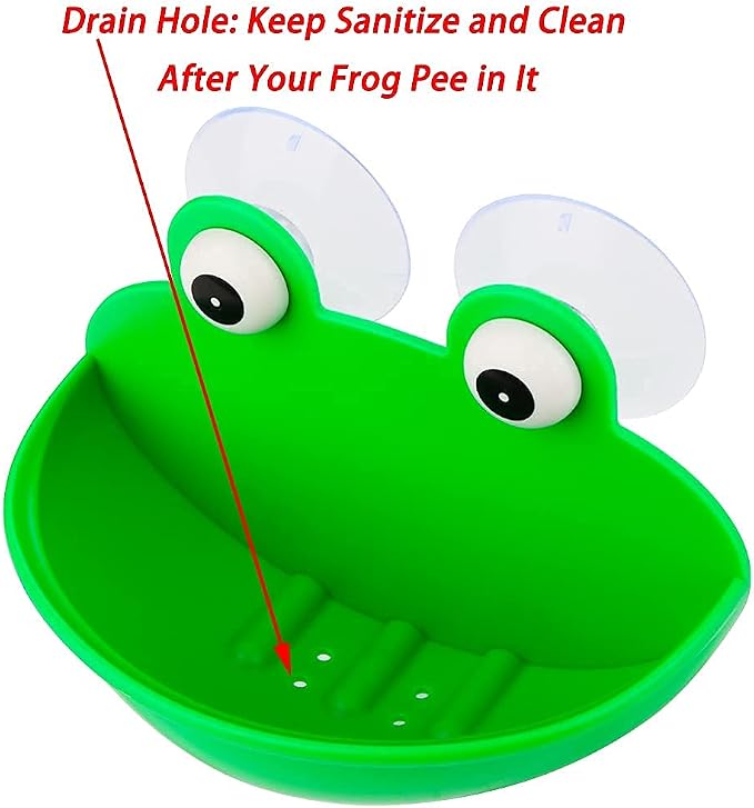 2 Pack Frog Suction Terrarium Hide for Tree Frogs Toads Tadpoles | Dual suction cups stick to glass, drain holes keep interior dry, smooth hard plastic, frog decor for rainforest vivarium
