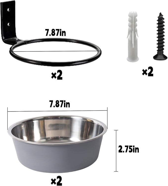 Wall Mounted Dog Bowls-2 * 48 Oz, Stainless-Steel Raised Adjustable | Height Dog Food and Water Bowls, Elevated Pet Comfort Feeding Bowl for Medium Large Dogs Cats