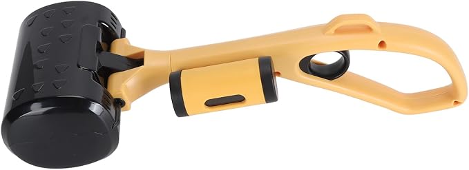 Dog Pooper Scooper, Heavy Duty Portable Jaw Clamp Style Pet Waste Cleanup Tool with Ergonomic Handle and Poop Bag Dispenser for Large Medium Small Dogs Yellow Black
