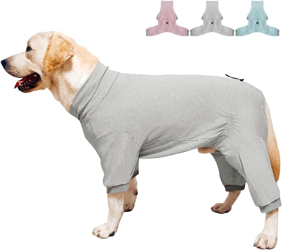 Dog Pyjamas PJS Sweater Clothes and Home Clothing Suitable for Medium to Large Breeds of Dogs, Dog Neutering Suits, Extra-Large Stretch Fabric, Four-Legged Clothes (Thin Gray, 4XL)